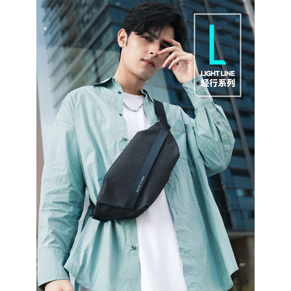 Marco Lyden Bolsa mensageiro masculina com fivela magnética, bolsa de peito de grande capacidade para viagem ao ar livre