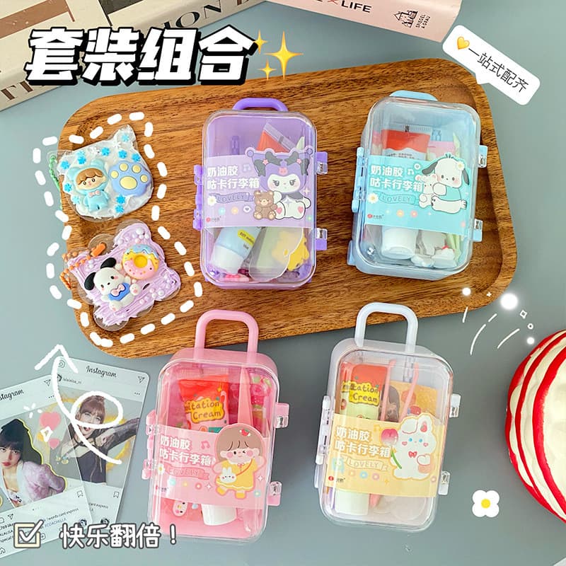 Creme cola goo cartão mala menina artesanal criativo diy Material pacote adesivos crianças goo cartão suíte