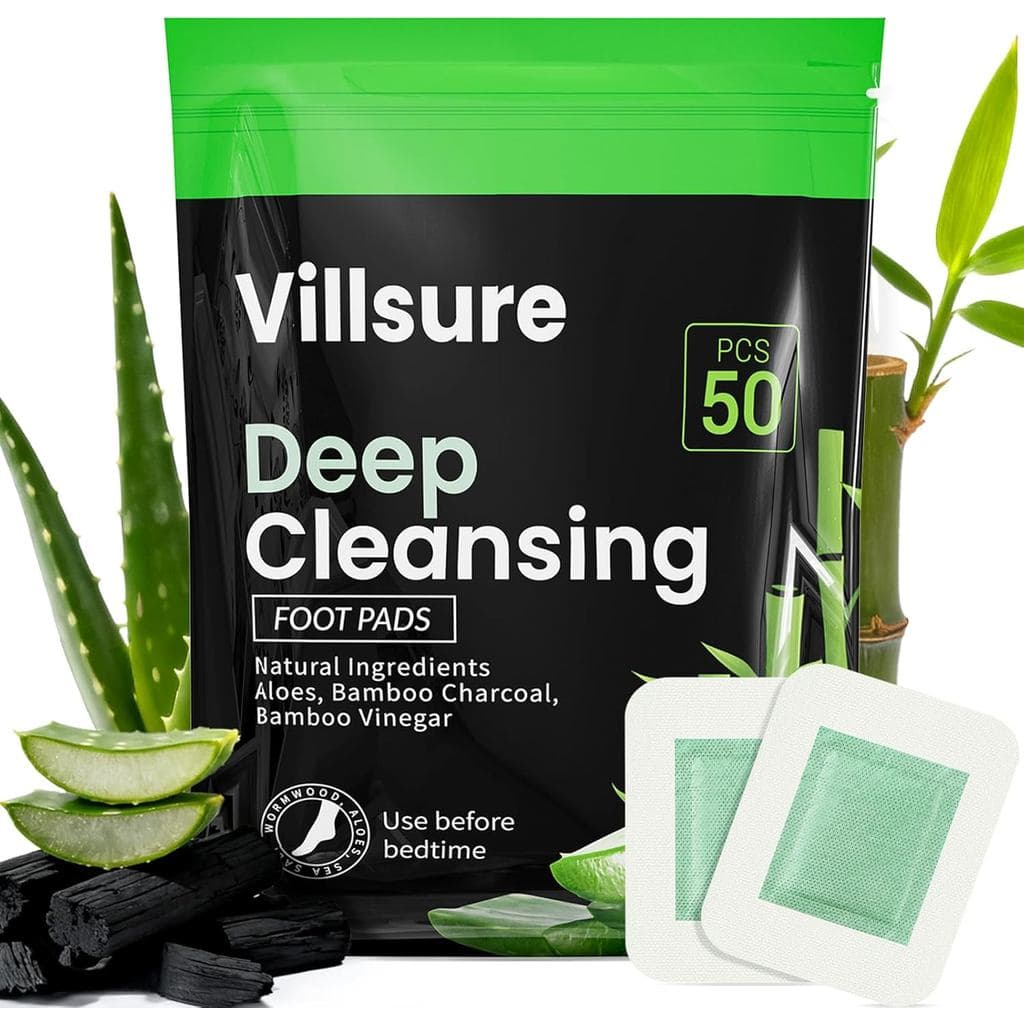 As almofadas de limpeza para os pés Villsure apresentam uma fórmula natural à base de ervas, composta por Aloe Vera, Car