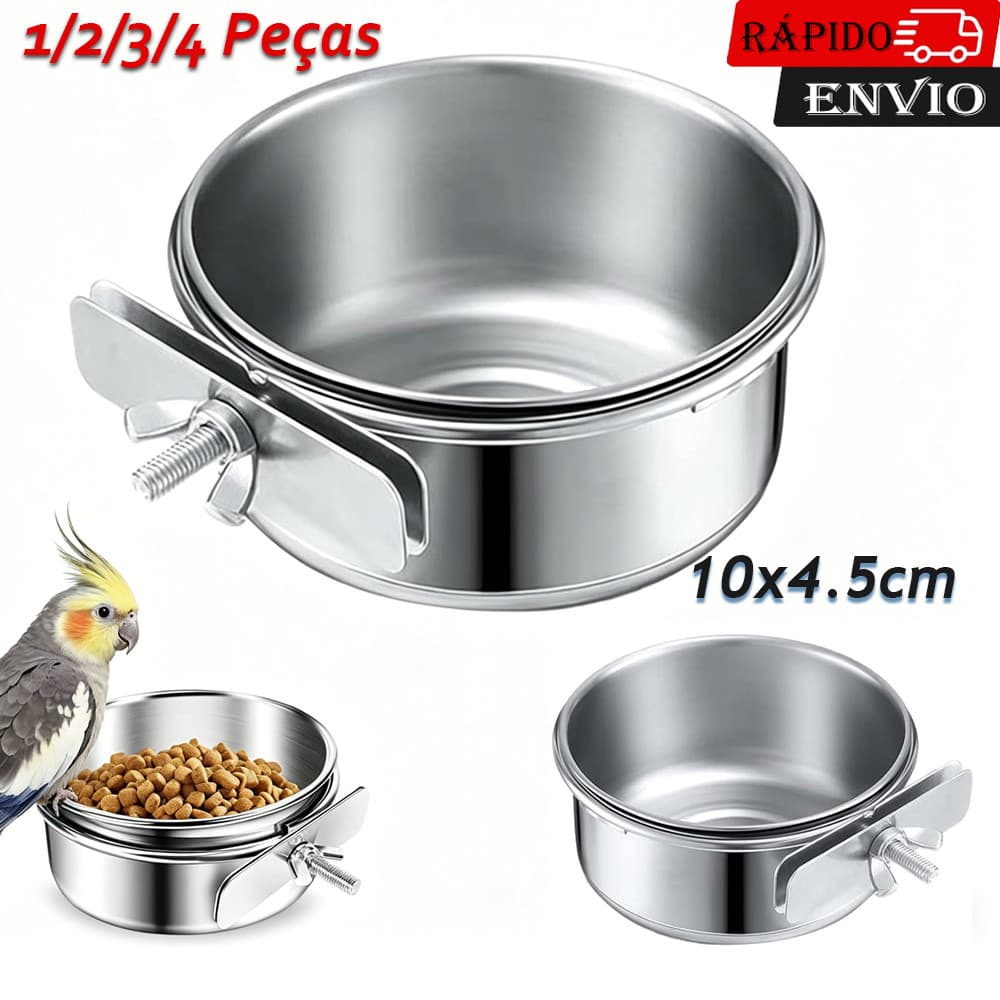 1-4pçs Copos de alimentação para pratos de comida pássaros comedouros de aço inoxidável pequenos animais e chinchilas