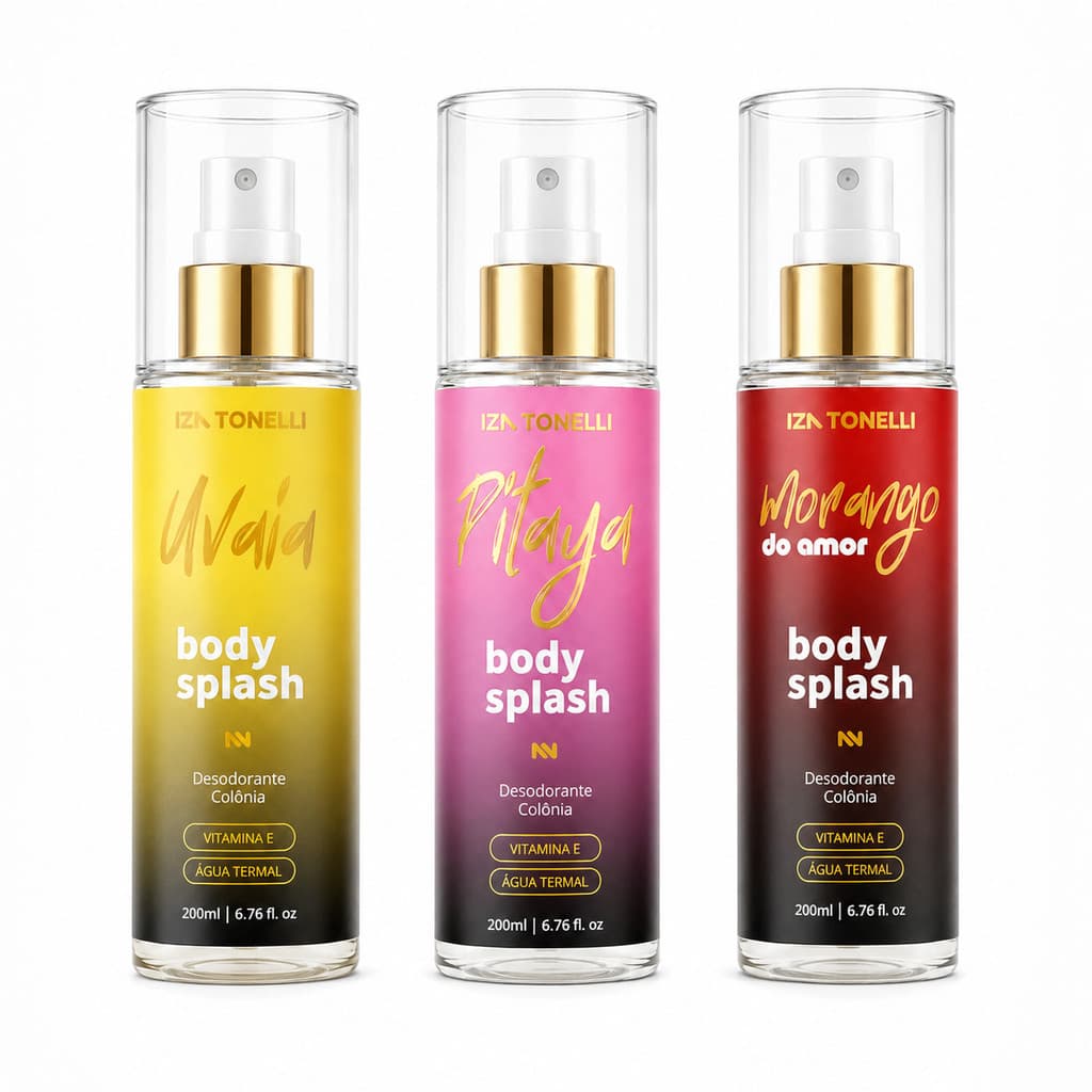 Kit 3 Body Splash Feminino Desodorante Colônia Linha Frutas Perfume De Luxo 200ml Iza Tonelli