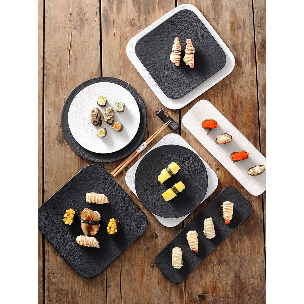 Cerâmica estilo japonês Sushi prato de comida ocidental bolo redondo lanche placa casa moderna luz luxo retangular placa