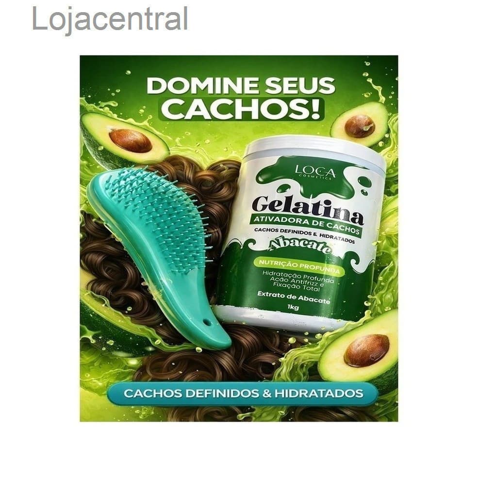 Kit Gelatina de Abacate + Escova Mágica – Definição, Brilho e Finalização Perfeita para os Cabelos 1