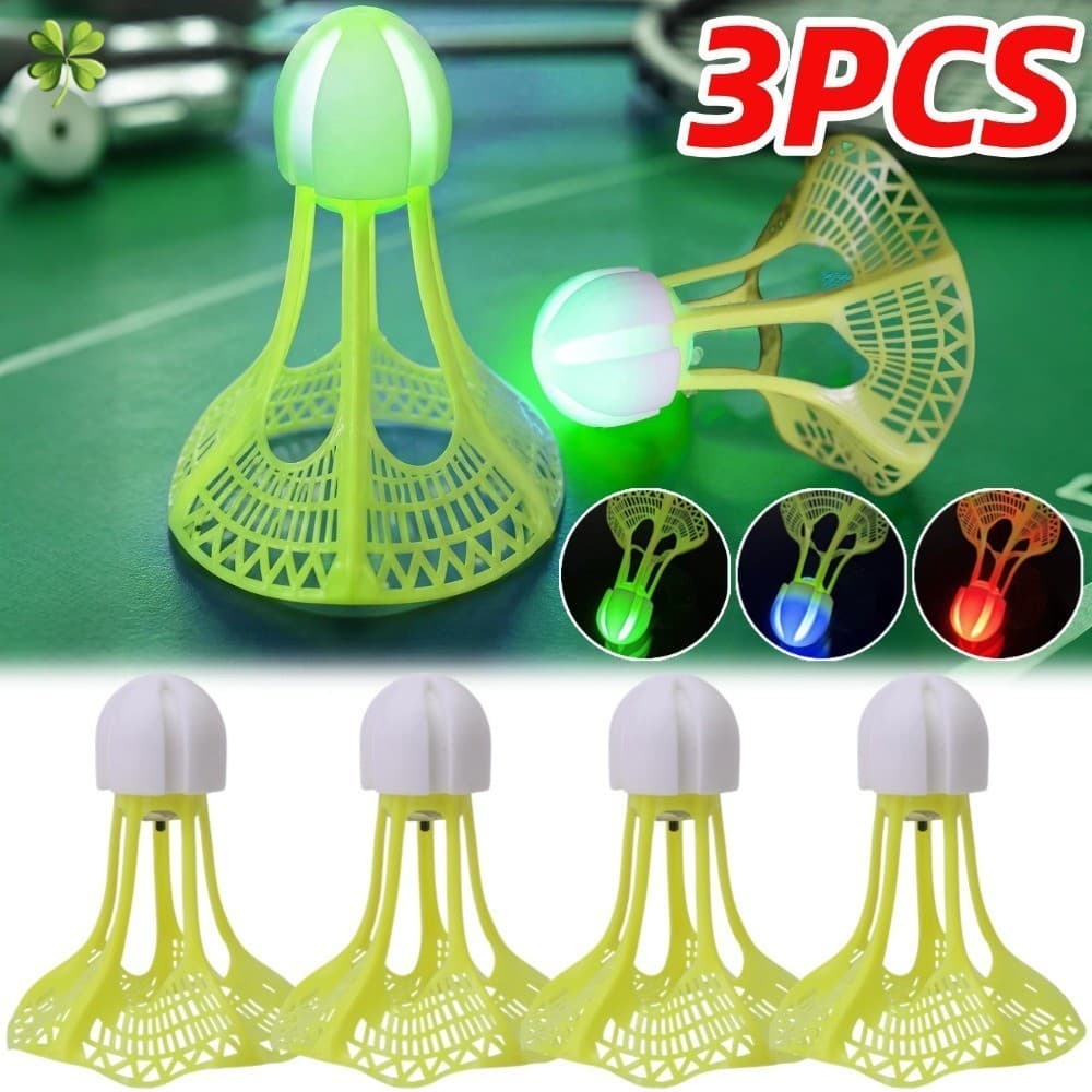 3 Pçs Super À Prova De Vento LED Luminoso Petecas De Badminton Durável Náilon Brilho Para Jogar Noite E Treinamento Supr