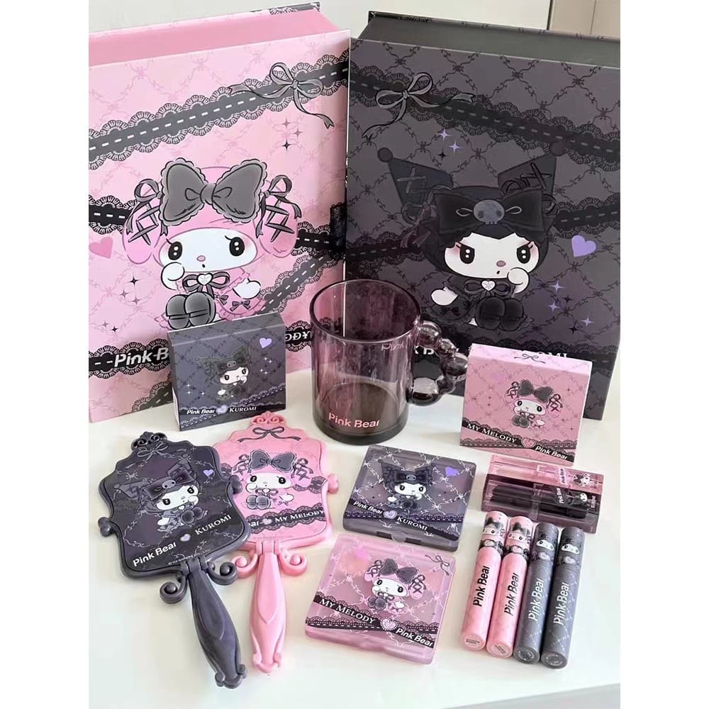 Pinkbear Pico Bear Kuromi Co-Branded Jelly Batom Lip Glaze Water Gloss Lip Mud Eyeshadow Melody Gift Box