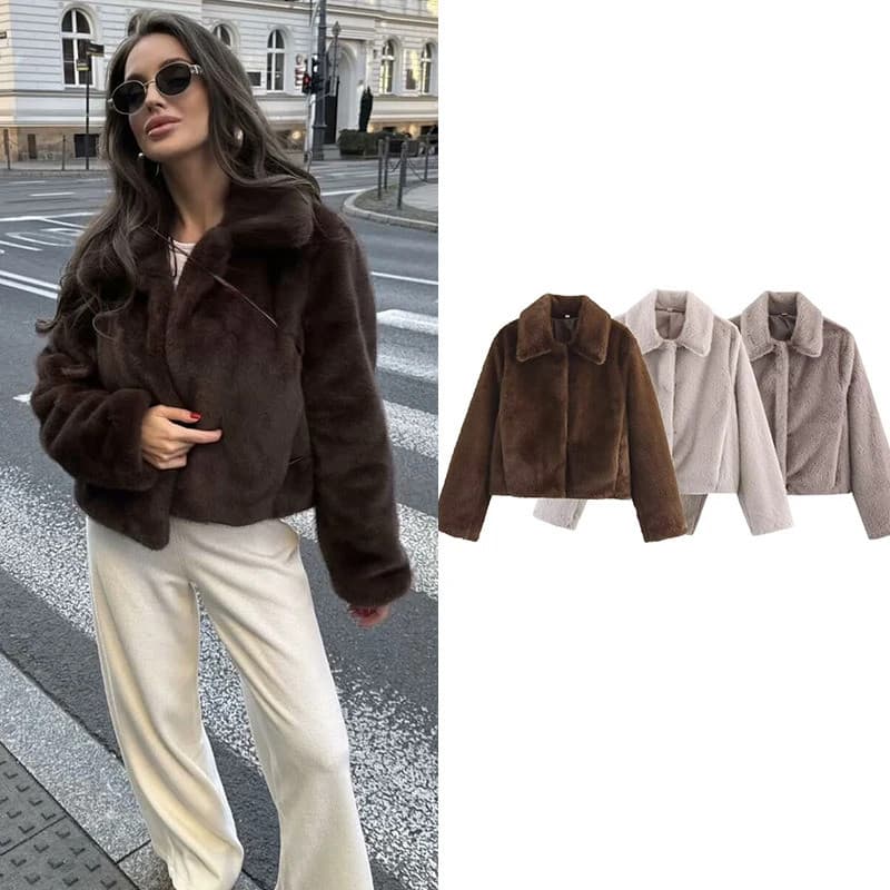 Casacos Femininos Outono 2025: Novo Casaco Elegante e Quente de Pelo para Mulheres, Moda Jovem, Conforto Urbano