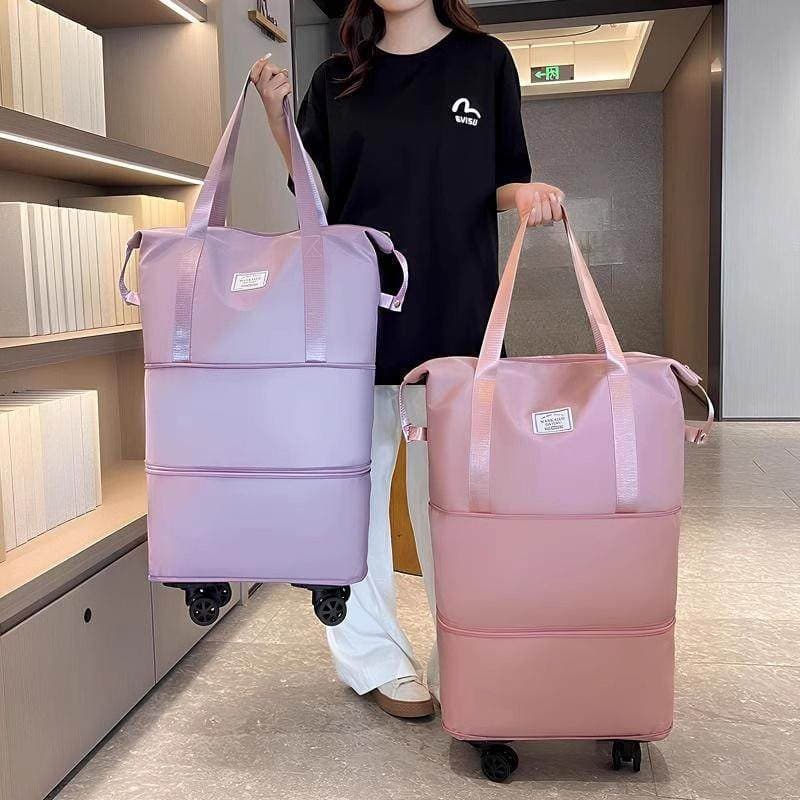 Saco de viagem com polia rodas de compras feminino grande capacidade leve dobrável carrinho saco de bagagem roda Univers