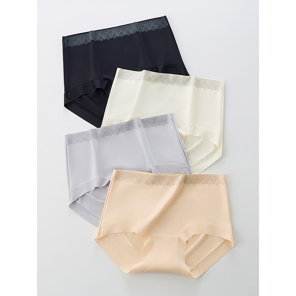 Suave e adequado para a pele!Leve respirável francês Retro renda impressa calcinha feminina de seda amoreira cuecas W461