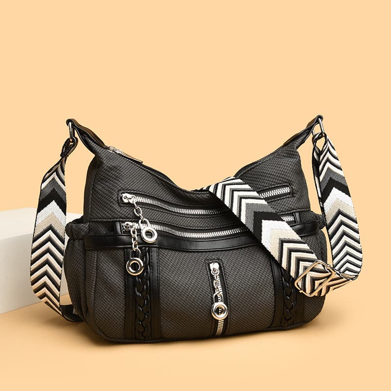 Bolsa mensageiro feminina estilo 2025 novo estilo couro pu couro macio bolsa de grande capacidade alça de ombro larga mã