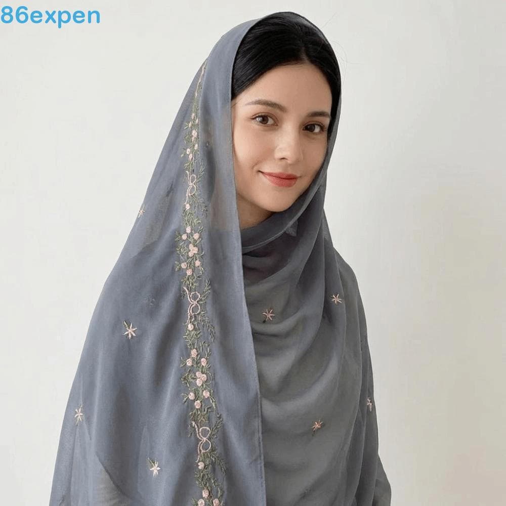 EXPEN1 Lenço Floral , Grande E Longo Hijab , Turbante Doce , Protetor Solar , Algodão , Envoltório De Cabeça , Decoração