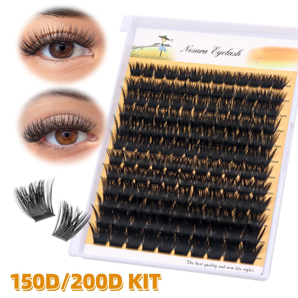 100P segmentado único Cluster DIY auto-adesivo cílios postiços Natural grosso extensão enxertia cabelo de derretimento q