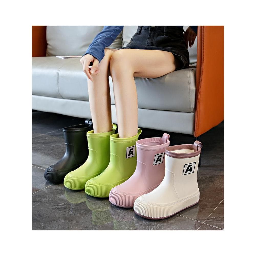 Botas de chuva com boca de feixe à prova d'água, moda feminina, uso externo, botas de chuva de cano médio, novo estilo,