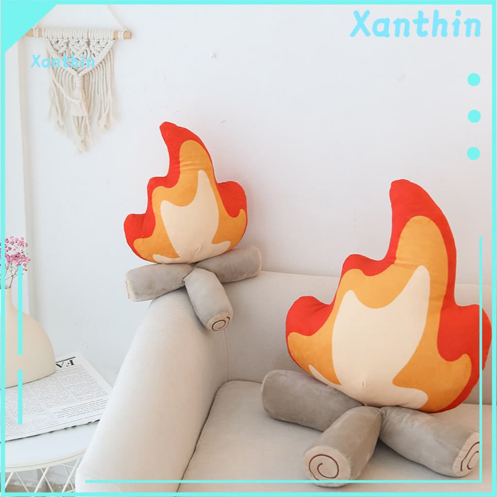 Flame Doll Toy Fake Campfire Plush – Soft Stuffed Bonfire Cute Cartoon Firewood Cushion Funny Camping Decor Kids’ Co