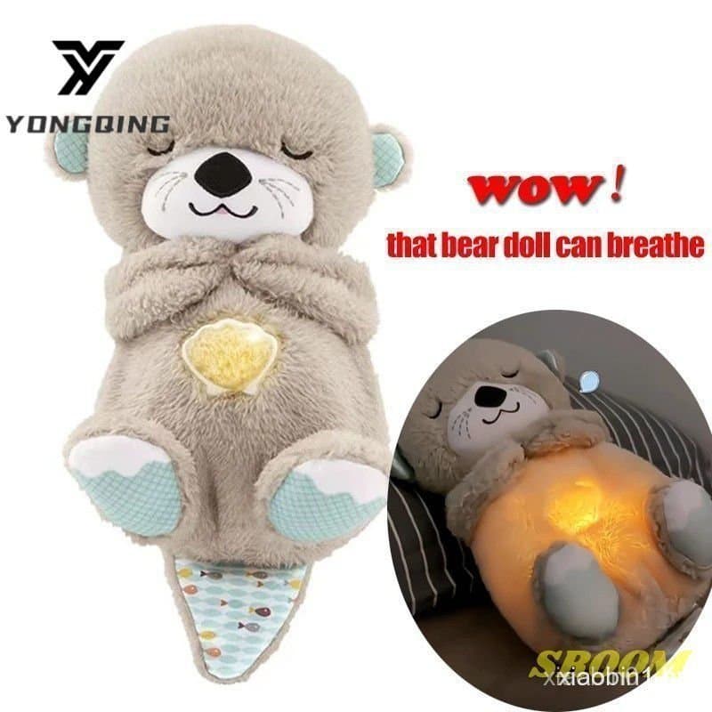 COD】 Urso de Pelúcia Respiratório para Bebê, Boneco de Pelúcia Macio de Lontra, Brinquedo Infantil, Companheiro de