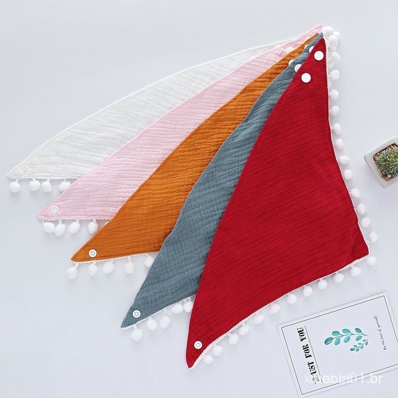 Babadores Para Alimentação , Acessórios De Algodão , Cor Sólida , Botão De Pressão , Toalha Triangular Macia , Babador B