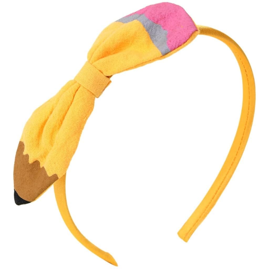 Totelux Acessórios de Cabelo para Volta às Aulas: Tiara com Lápis, Laço, Faixa de Cabelo com Caneta Amarela para Meninas
