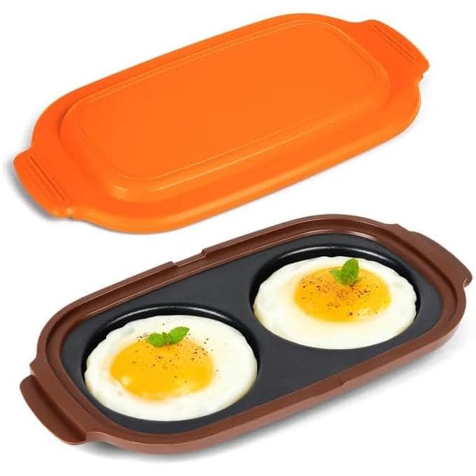 Cozedor de Ovos para Micro-ondas, Cozedor de Ovos com 2 Cavidades para Sanduíches de Café da Manhã, Cozimento Rápido e S