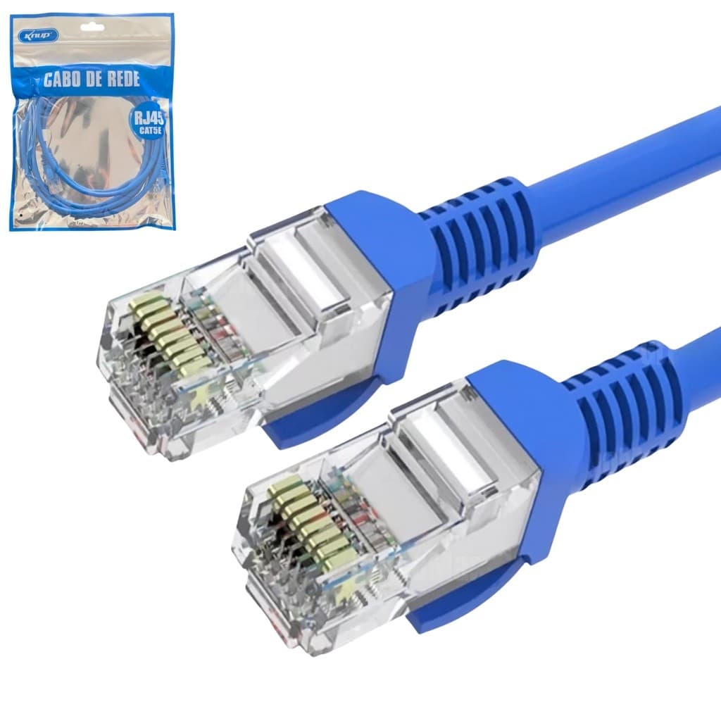 Cabo de Rede 2 Metros Patch Cord CAT5E RJ45 Azul