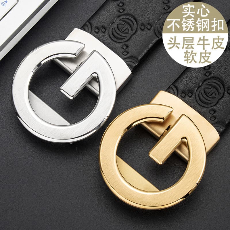 cinto masculino grife cinto masculino couro legítimo ♂Moda em forma de G cinto masculino couro genuíno aço inoxidável fi