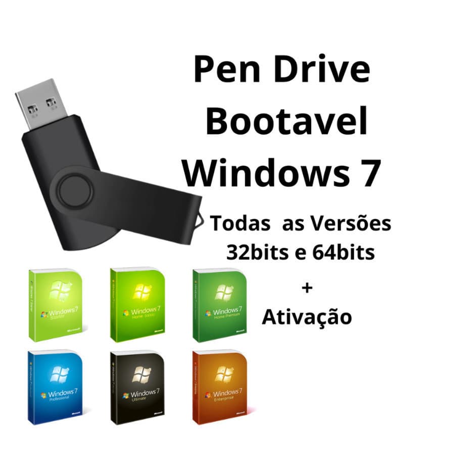 Pendrive Bootavel C/ Windows 7/8/10/11 Instalar/formatar Pc c/ Programas E Office