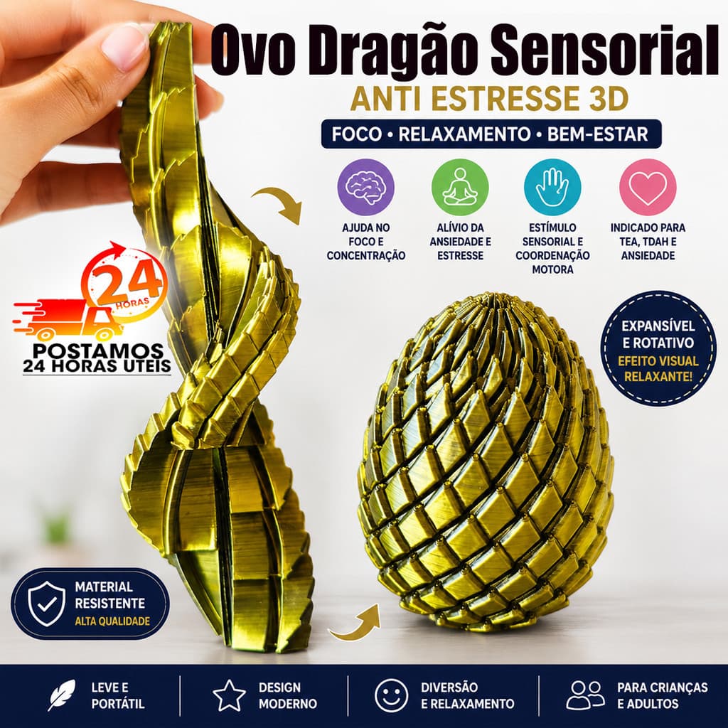 Brinquedo Ovo Dragão Anti Estresse Fidget Sensorial 3D Toy TEA TDAH Relaxante Expansível crianças