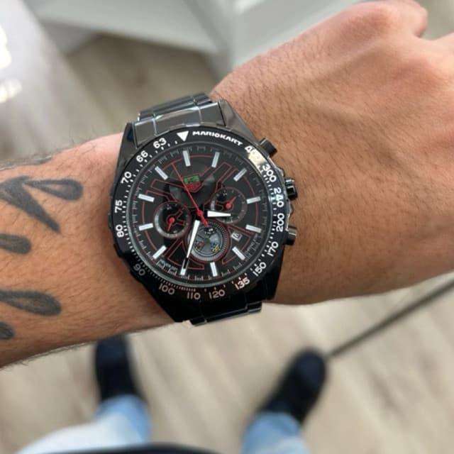 RELOGIO DE LUXO  51MM TAG x MARIOKART 100% Funcional Pulseira de Aço