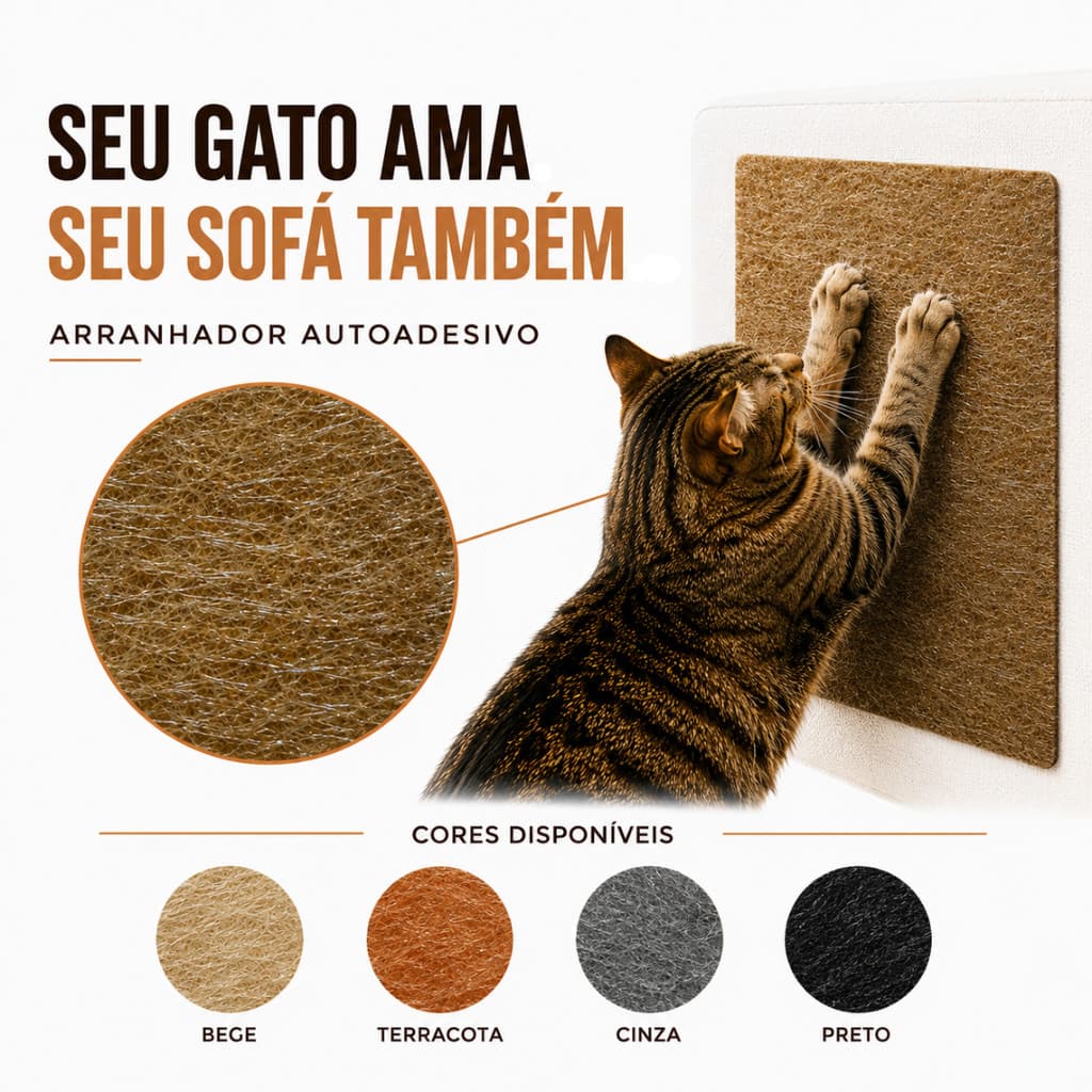 Arranhador Para Gato Auto Adesivo Protetor De Sofás Móveis Parede Carpete Premium - Promoção