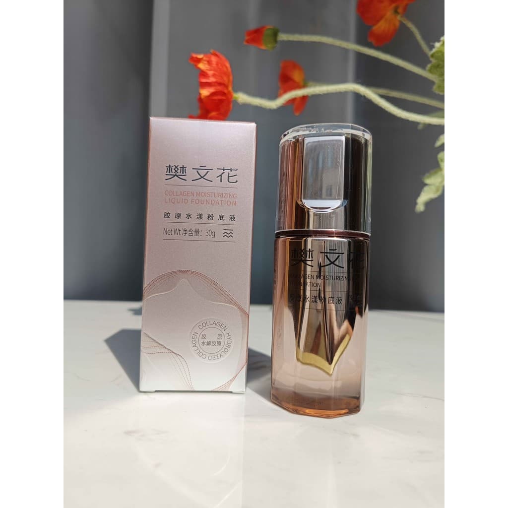 Fan Wenhua Colágeno Hidratante Base Líquida 30g Corretivo Translúcido Maquiagem Nutritiva Pele Mesmo Tom de Pele Ilumina