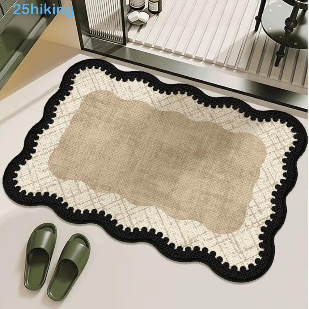 Capacho De Entrada De Linho Para Caminhada , Tapete Absorvente Simples E Macio , Almofada De Porta De Banheiro Vintage A