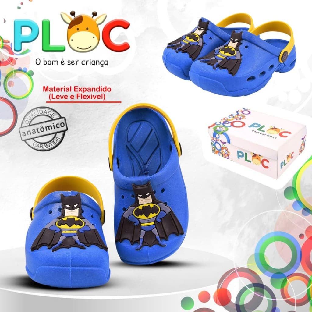 Sandália Babuche Menino PLOC Bab43 Batman Baby - Azul