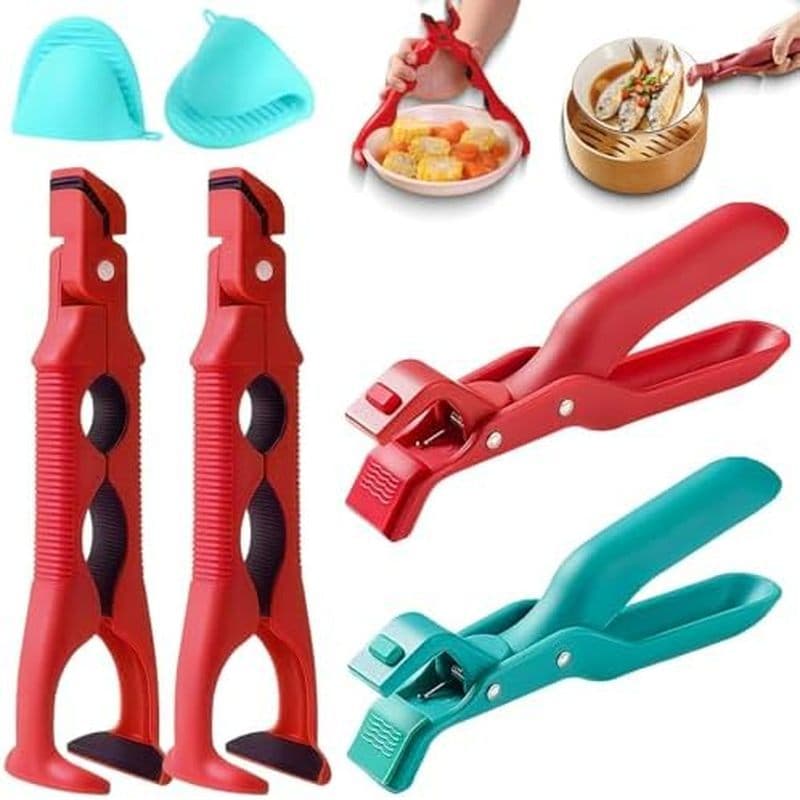 4 Pcs Pinças Com Mangas De Forno De Prato , Anti & amp ; Suporte De Tigela 2 Braçadeira Fritadeira De Placa De Ar , Clip
