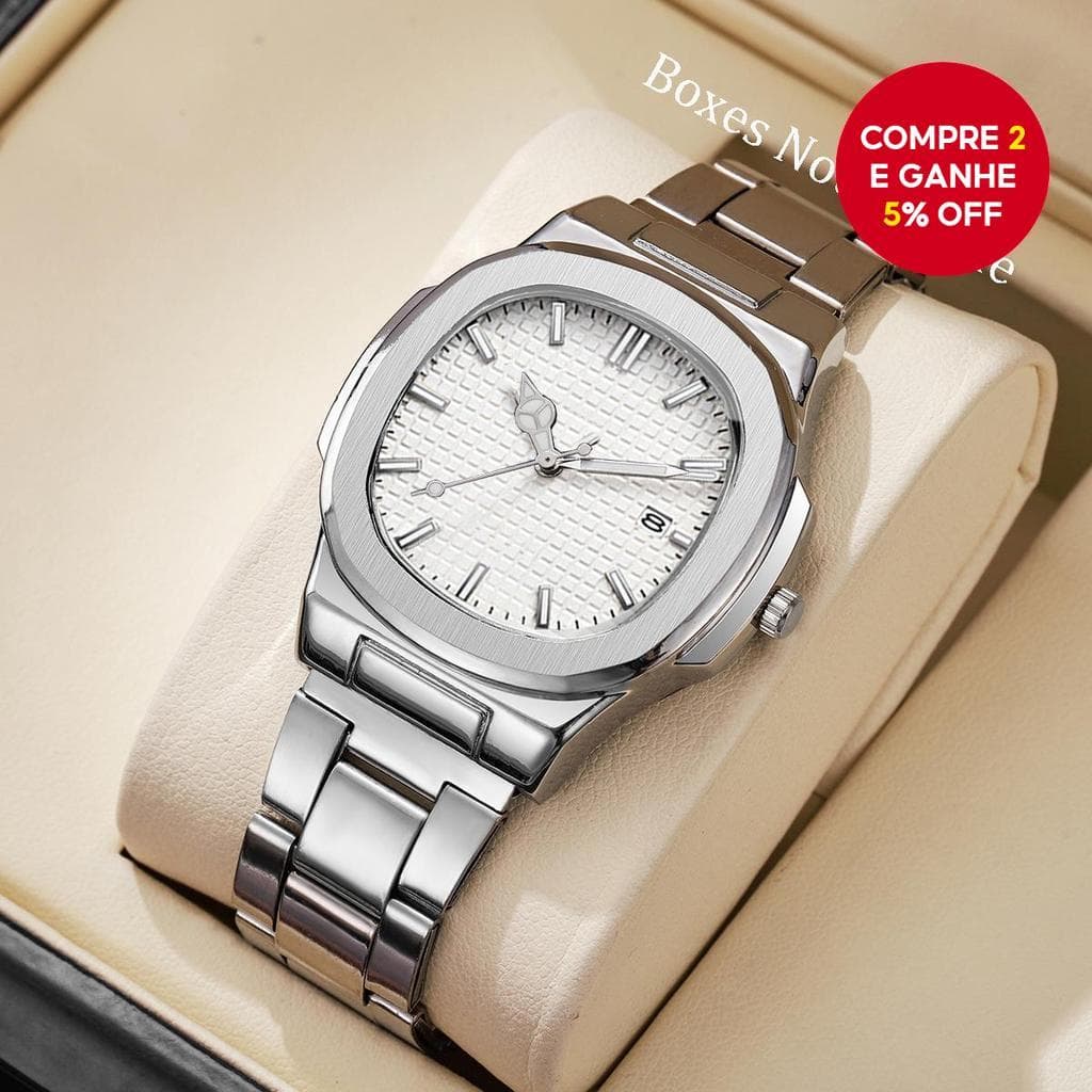 Relógio Digital Quadrado De Negócios Masculino Para Homens Com Calendário , Pulseira De Aço Inoxidável , Movimento De Qu