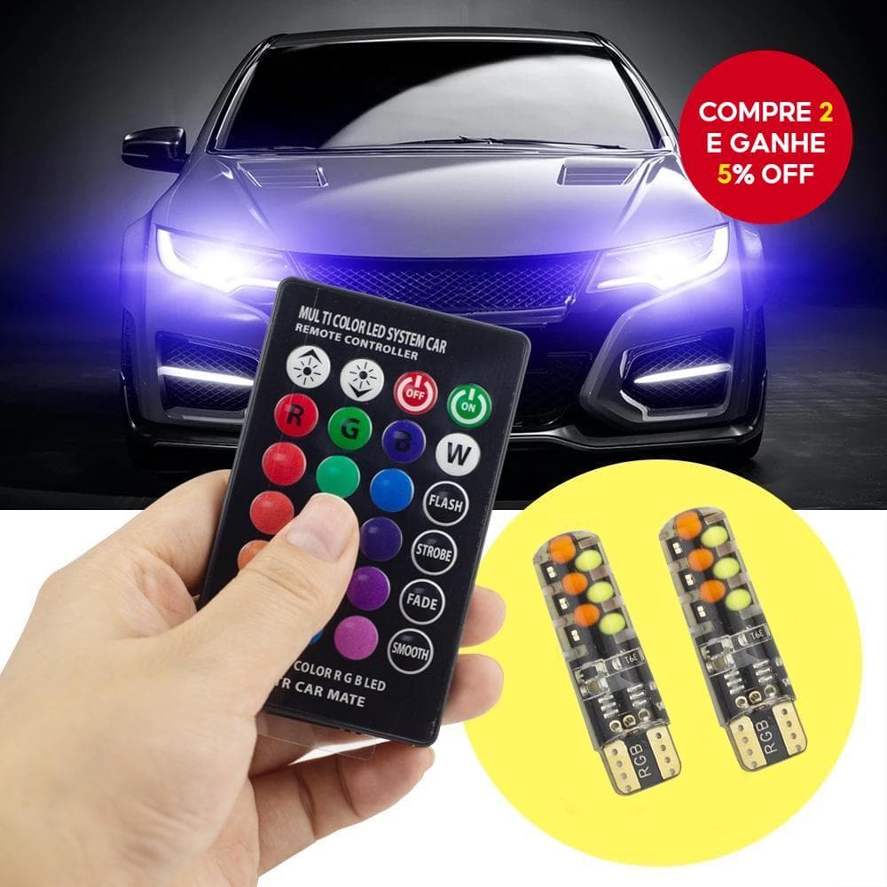 RGB T10 194 168 W5W Controle Remoto Cúpula De Carro Luz De Leitura Automóveis Lâmpada De Cunha LED Flash