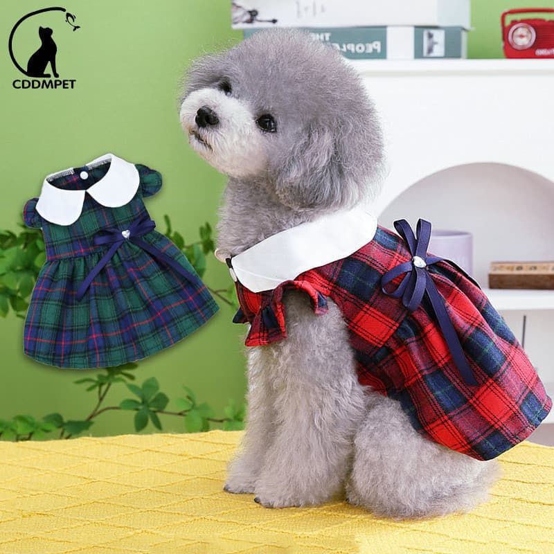 Vestido Xadrez Para Cachorro , Roupas Cães , Lindo De Princesa Saia Yorkshire Bichon
