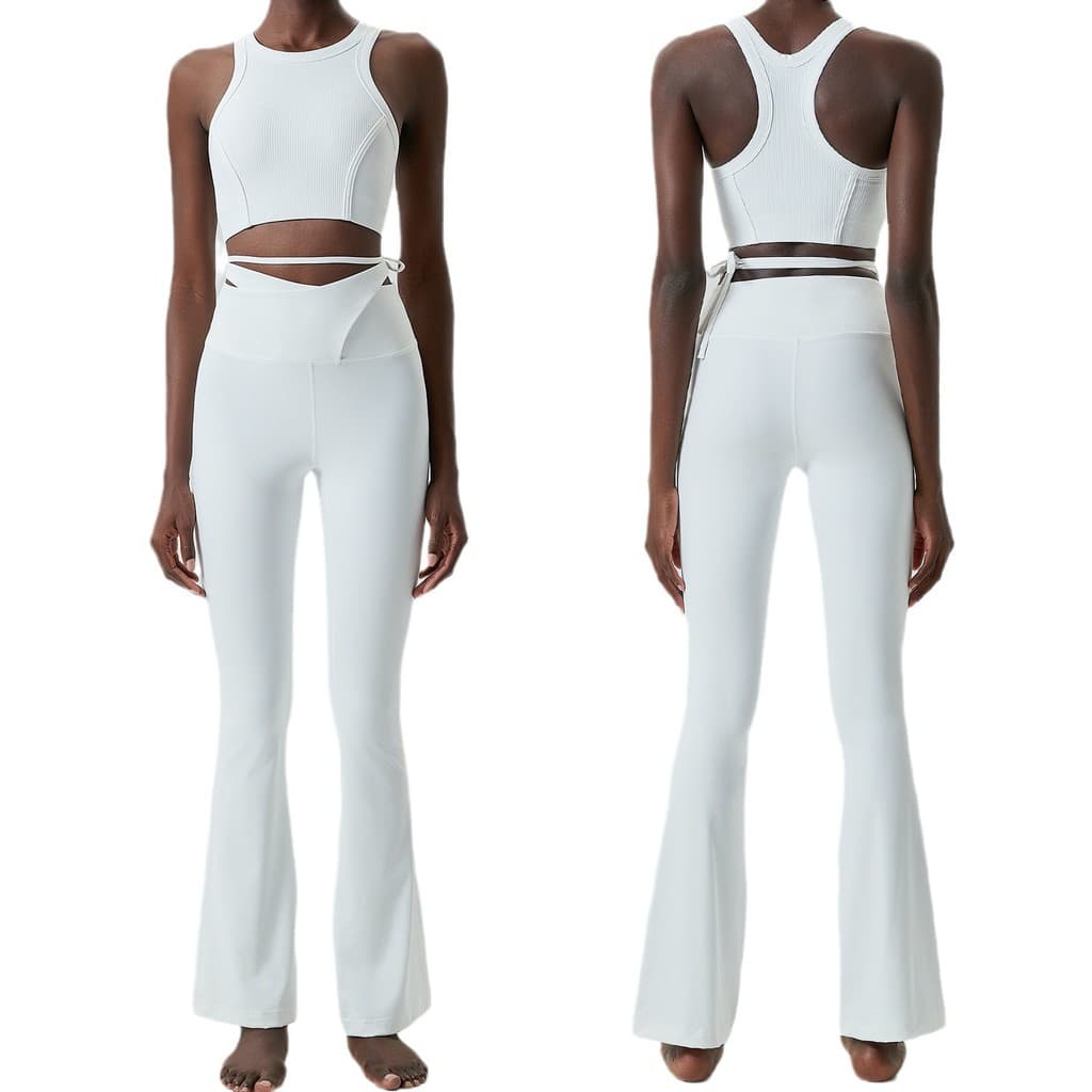 High-End Yoga wear terno feminino esportes topo branco puro Fitness wear com sutiã colete Pilates terno de treinamento