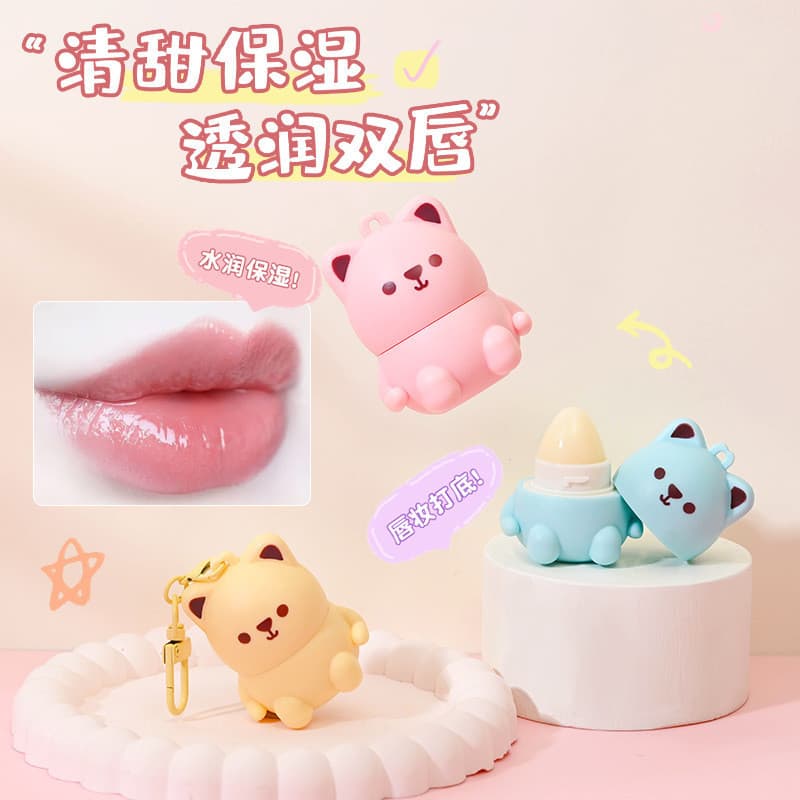 Ocefen Fruit Bear Hidratante Lip Balm Hidratante Melhorar as Linhas dos Lábios Primer Cuidados Prevenir Rachaduras Secas