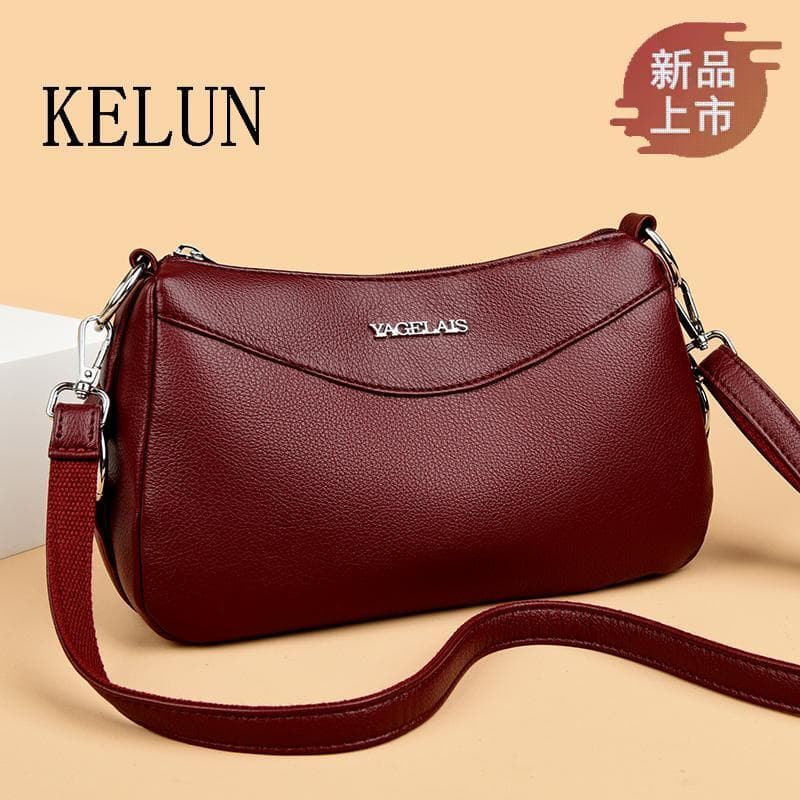 Marca autêntica bolsa feminina de couro genuíno 2025 novo estilo de meia-idade idosa mãe mensageiro saco All-Match couro