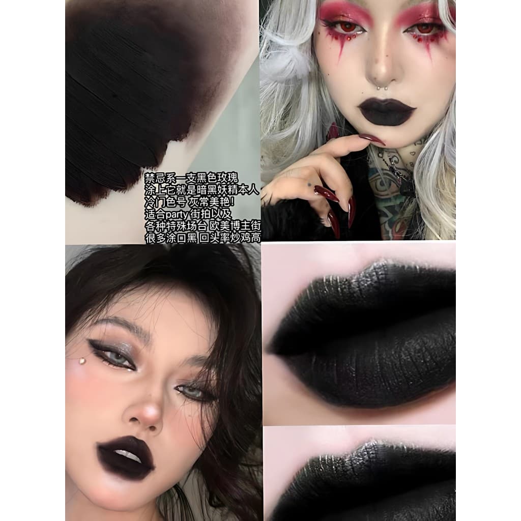 Atrás da cena Europeu Americano Nicho World-weary Dark Brotherhood Especial Fosco Preto Esmalte Labial Veludo Preto À Pr