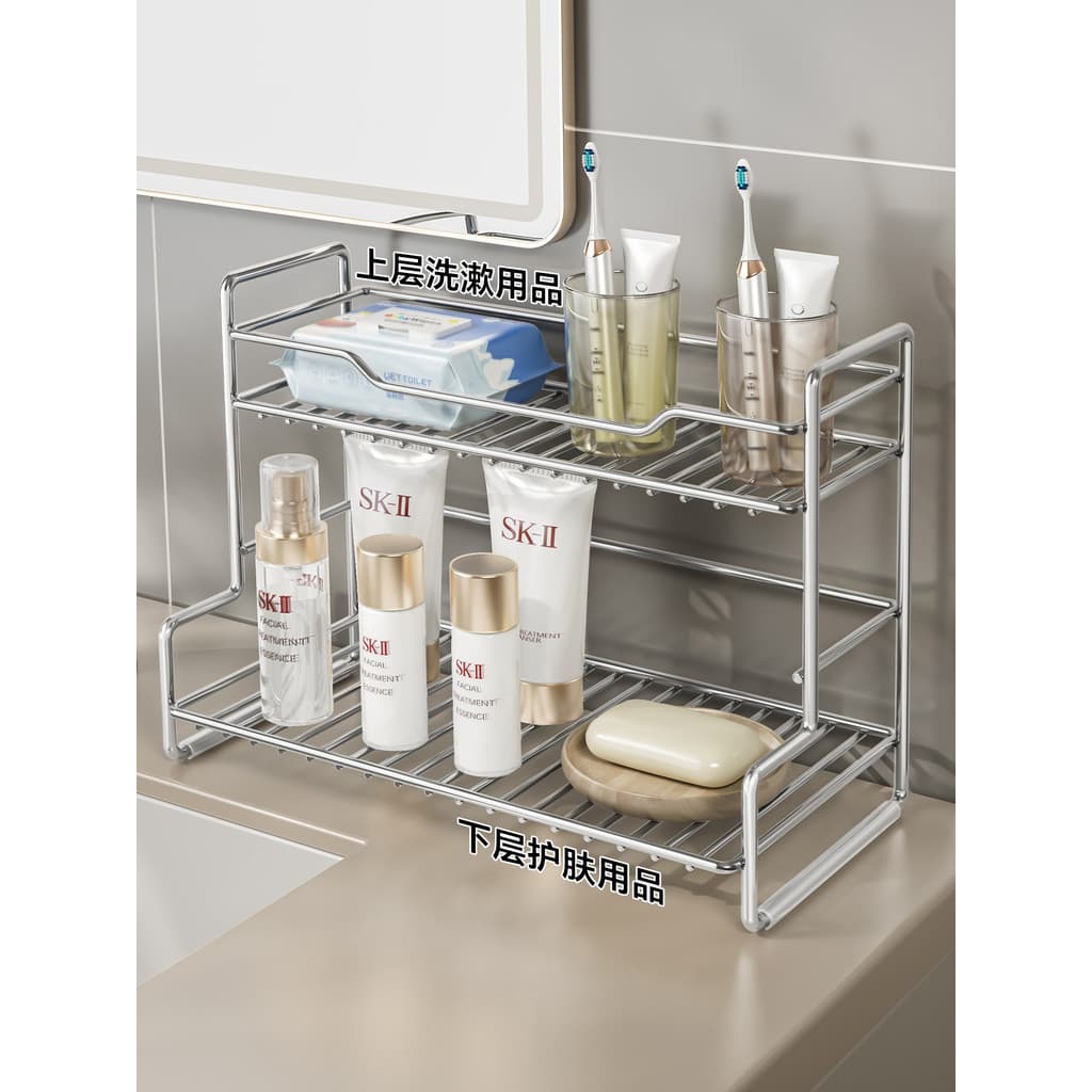 Simples bancada prateleira de aço inoxidável copo de água diversos organizador cozinha tempero copo estreito dupla camad