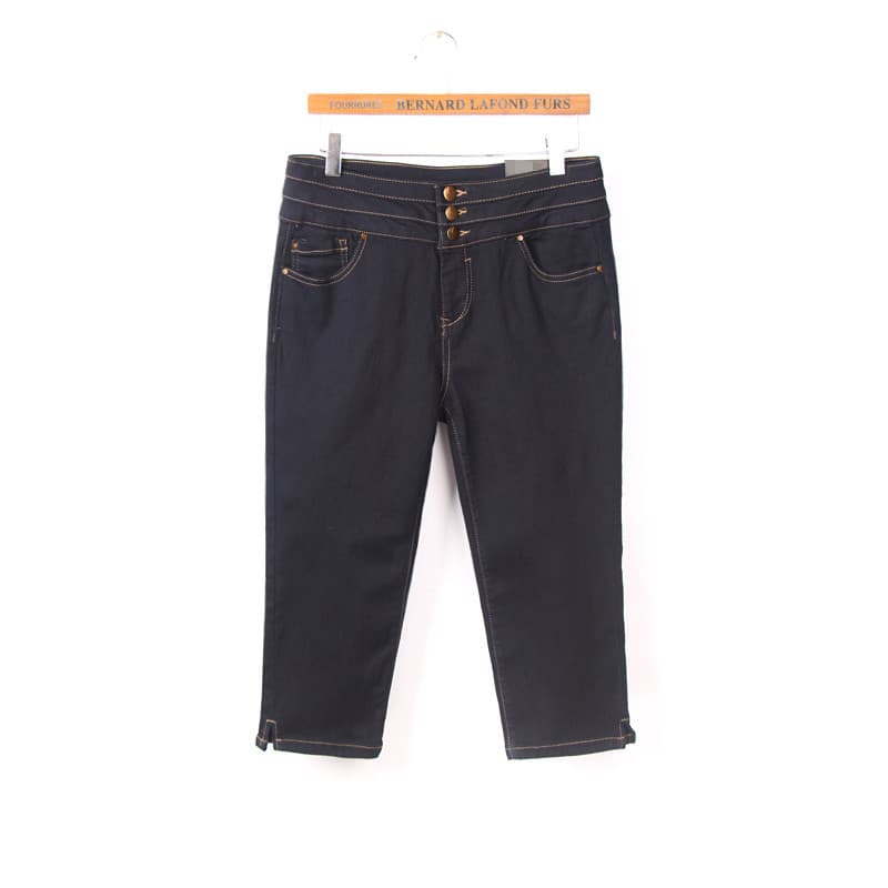 Verão 7 pontos Jeans feminino 2023 novo estilo tamanho grande cintura alta grande estiramento mais magro olhar gordura m