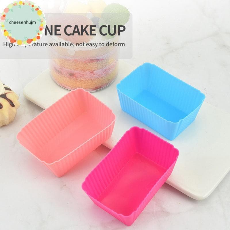 cheesenhujm 6 Pçs Molde De Bolo Retângulo De Silicone Macio Muffin Cupcake Forro Assar Copo Doces Bakeware Assadeira BR