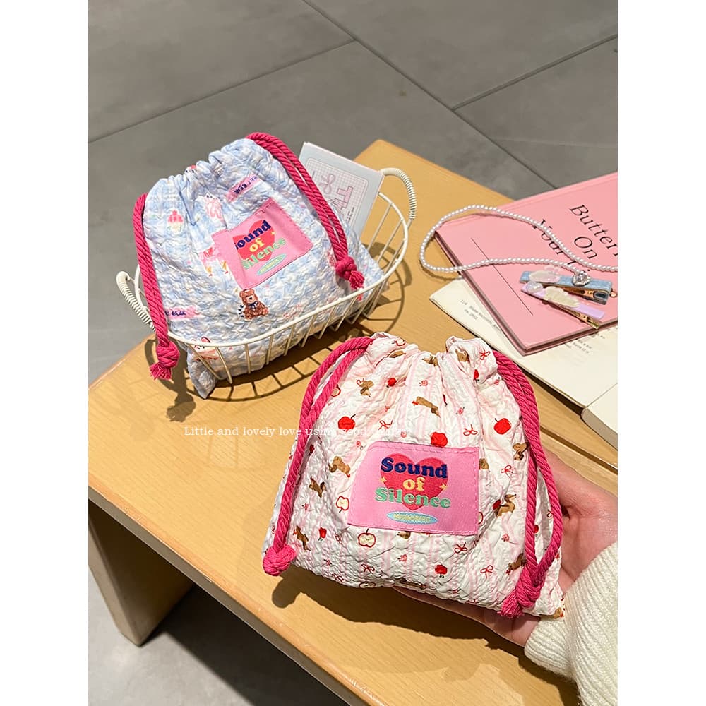Floral Mini saco de armazenamento de maquiagem cordão portátil viagem batom saco de maquiagem pequenos artigos diversos