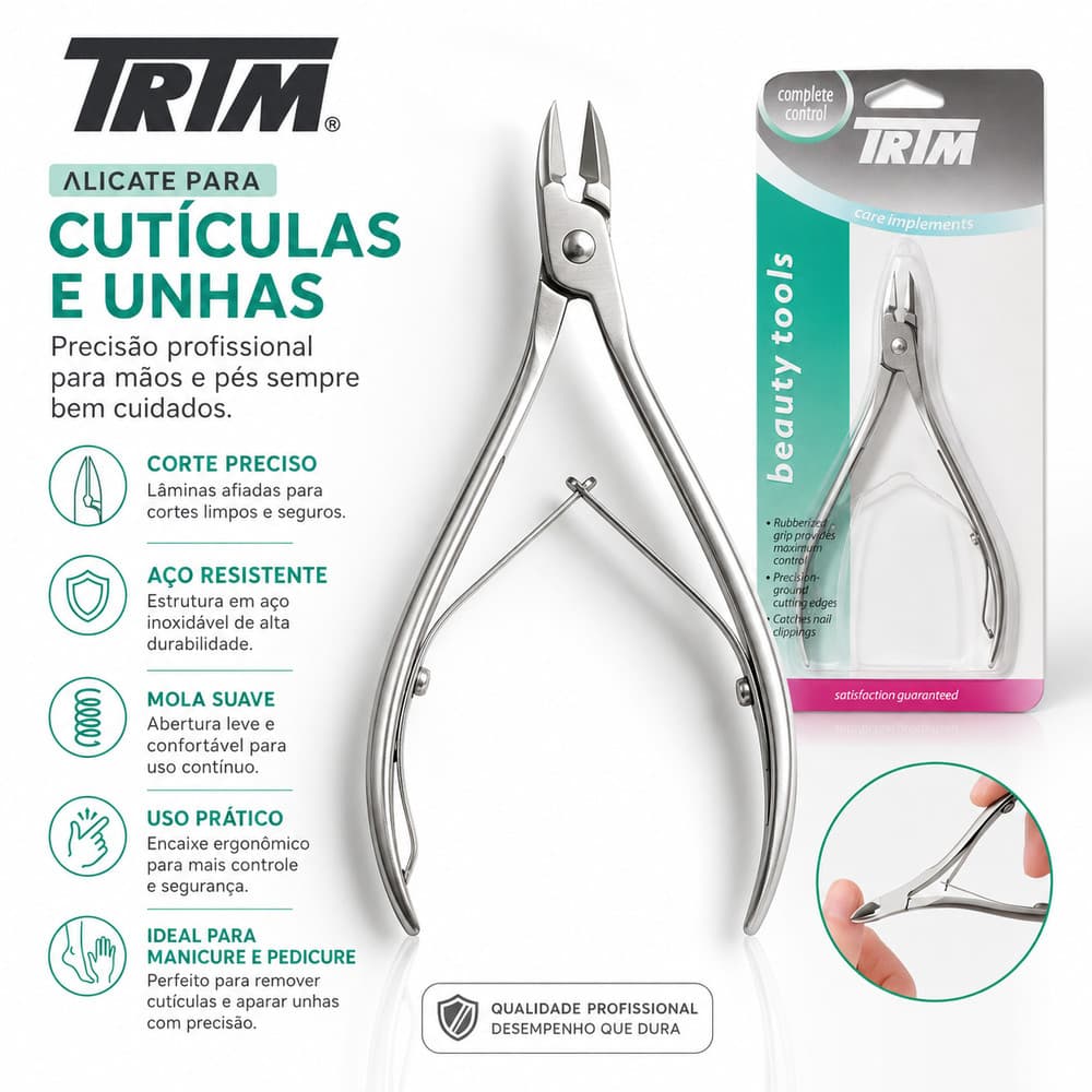 Alicate de Cutículas Unhas Manicure Pedicure Acabamentos