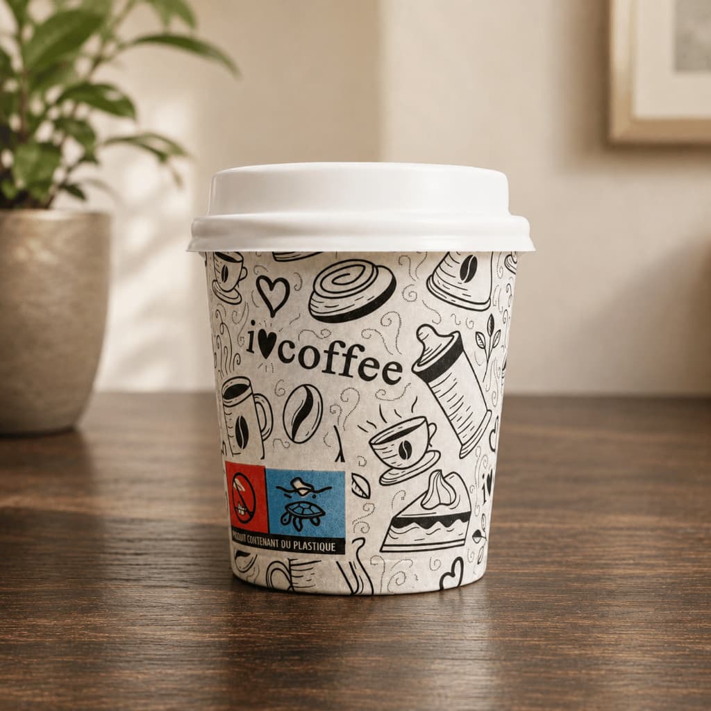 100 Copo de Papel Estampa Impresso Térmico 120ml Chá Café Expresso Com Ou Sem Tampa Bico Quente Frio