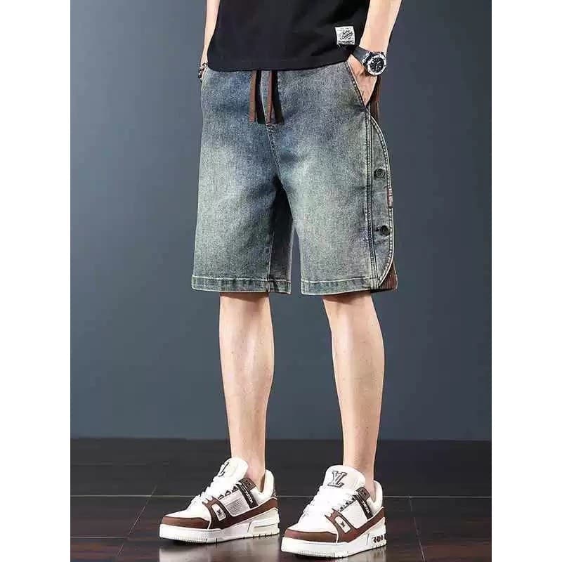 Americano Retro Denim Shorts masculino verão novo estilo solto lavagem pesada água calças de cinco pontos Casual costura