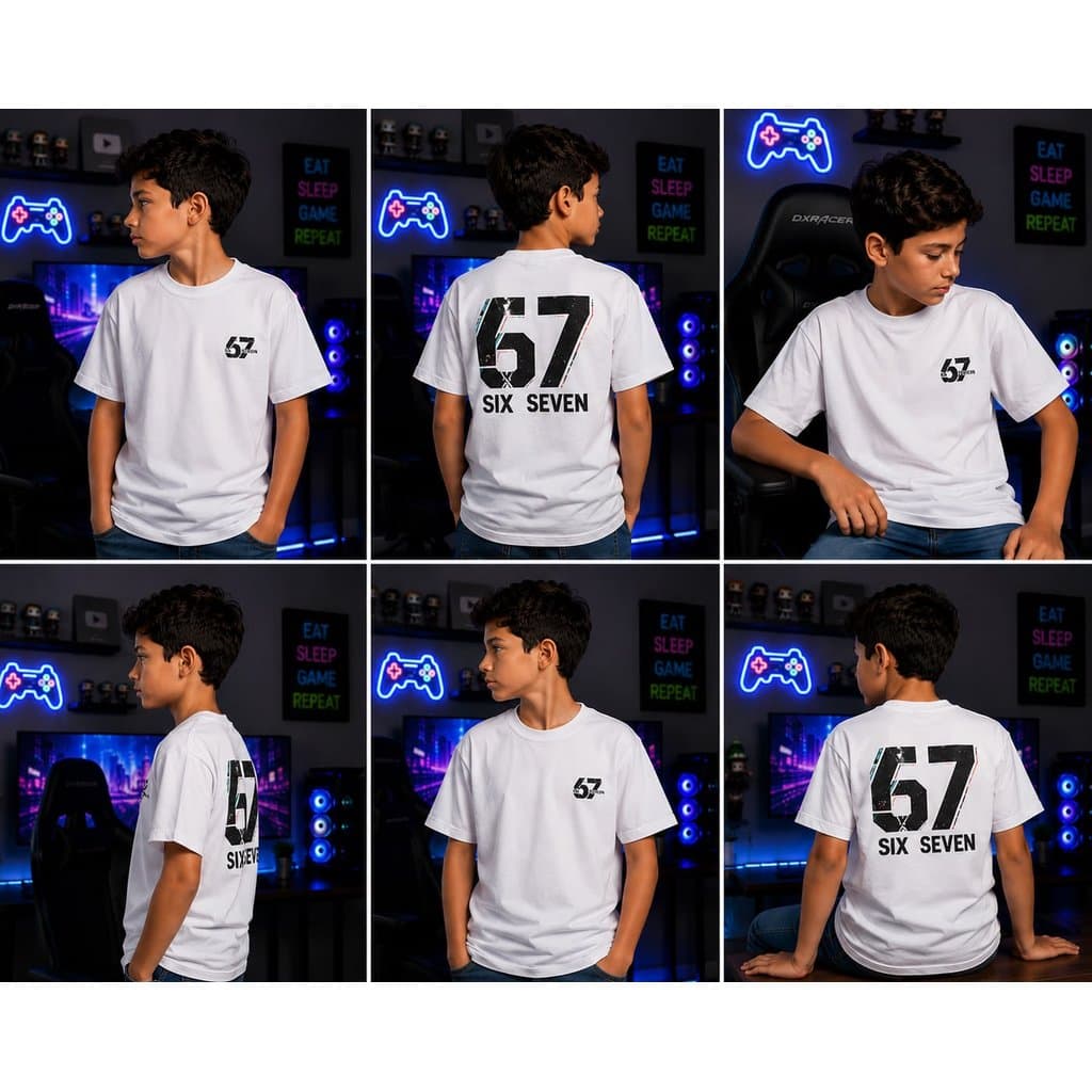 Camiseta Infantil 100% Algodão Estampada Six Seven 67