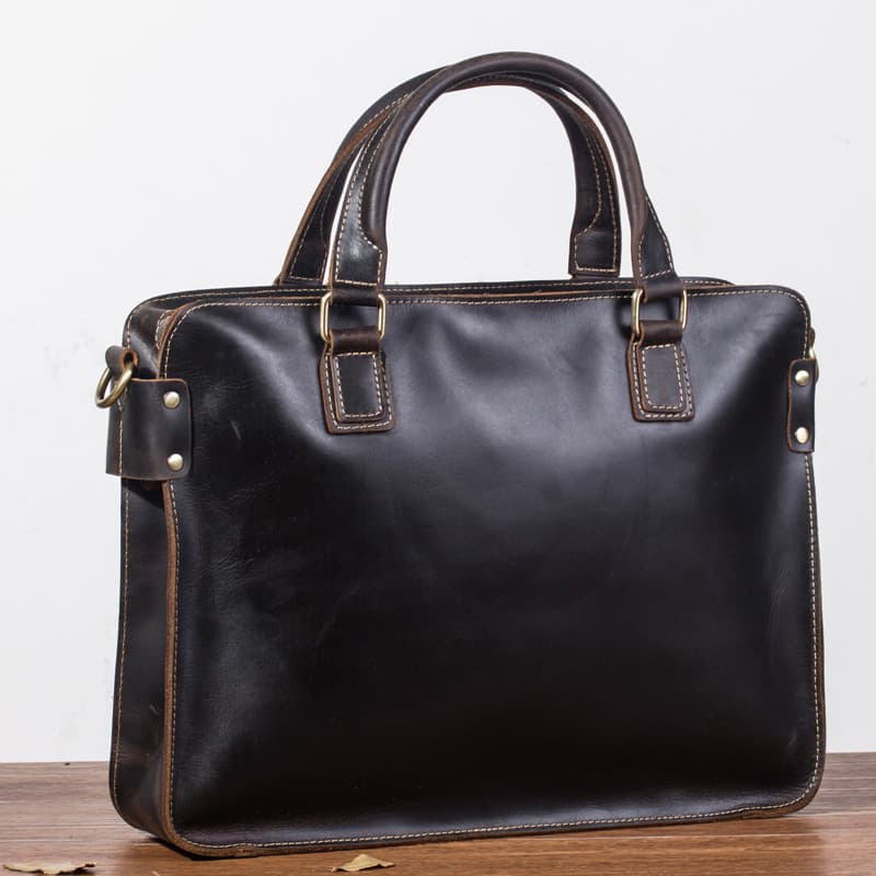Pasta de couro genuíno artesanal bolsa masculina Retro cavalo louco couro Casual bolsa de ombro primeira camada de couro