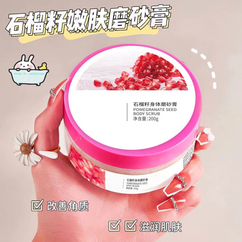 Esfoliante corporal de romã vermelha, clareamento corporal, esfoliante corporal, banho masculino, limpeza profunda, melh