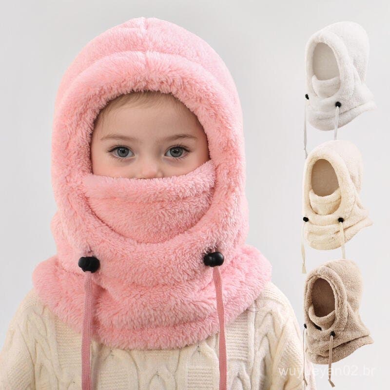 Chapéu E Cachecol À Prova De Frio , Máscara Facial Vento Para Meninos Meninas De 3 A 10 Anos