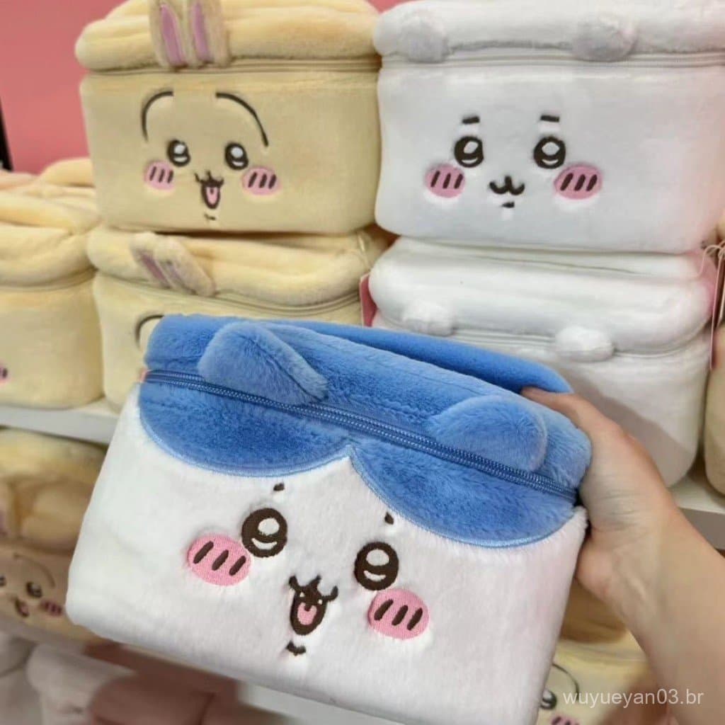 Ins Cute Cartoon Chiikawa Bolsa Cosmética De Pelúcia De Armazenamento De Alta Capacidade